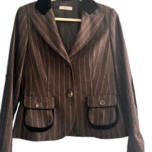 VNTG Laurel for Escada Fitted Blazer Striped Brown and Black | Size 38 , MED 10